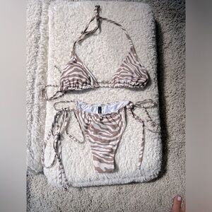 Brown zebra print bikini